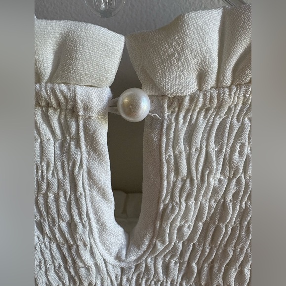 Petal Roz White Ruched long sleeve chiffon top women’s small blouse - Picture 9 of 11